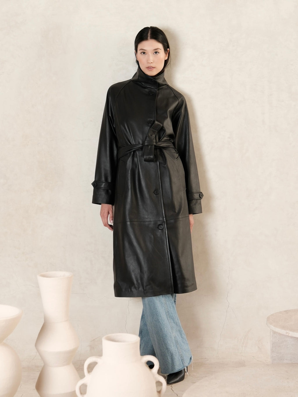 Nour leather coat