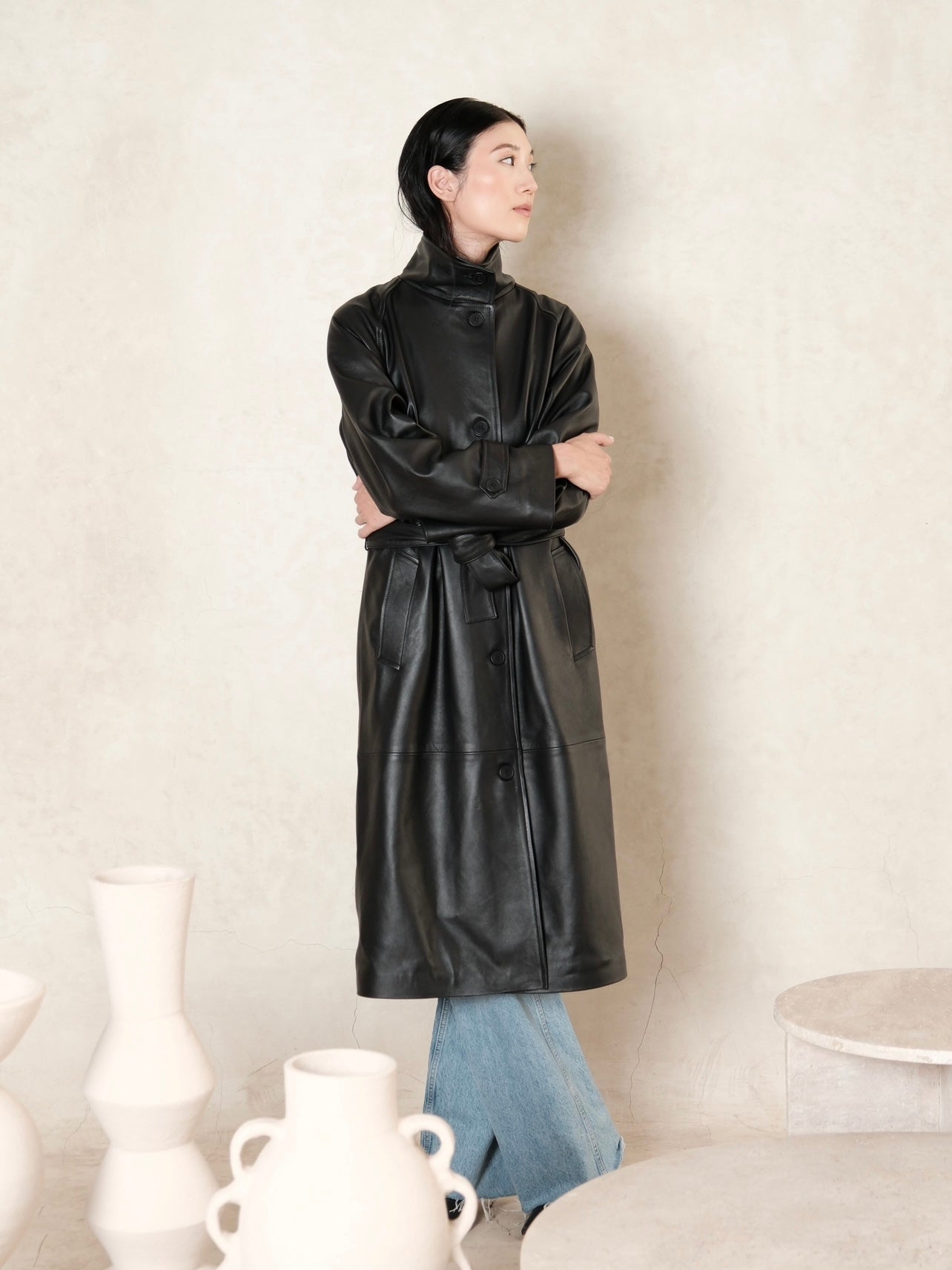 Nour leather coat