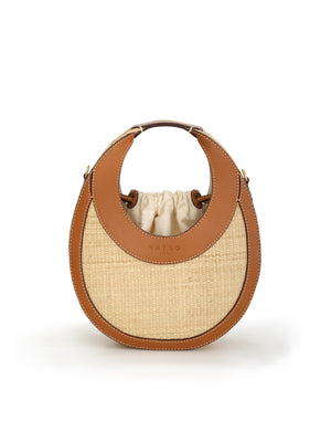 The Luna bag in leather and woven raffia