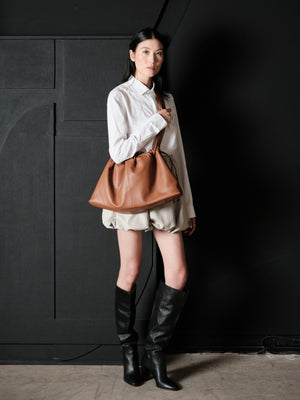 Double handle leather bag