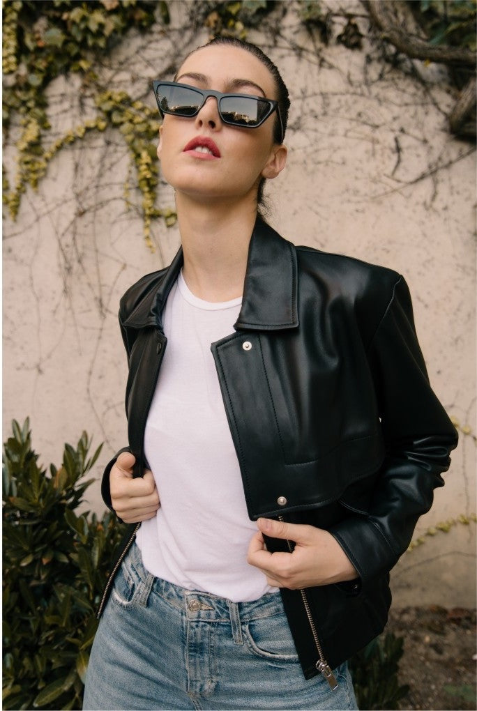 Eva leather bomber