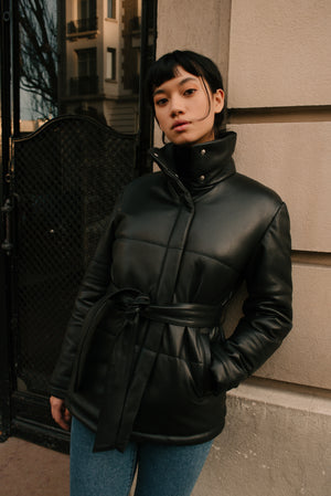 The leather puffer jacket