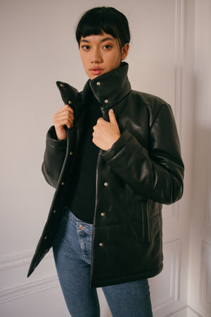 The leather puffer jacket