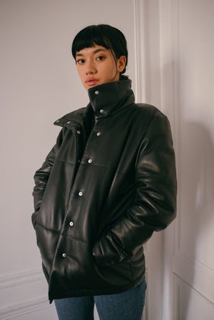 The leather puffer jacket