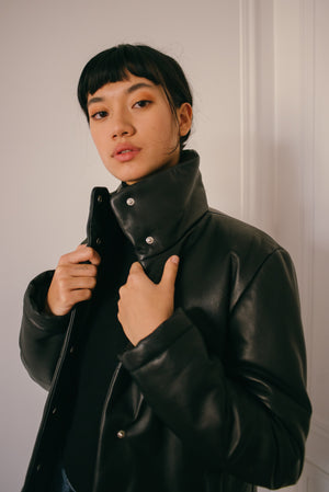 The leather puffer jacket