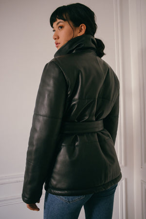 The leather puffer jacket